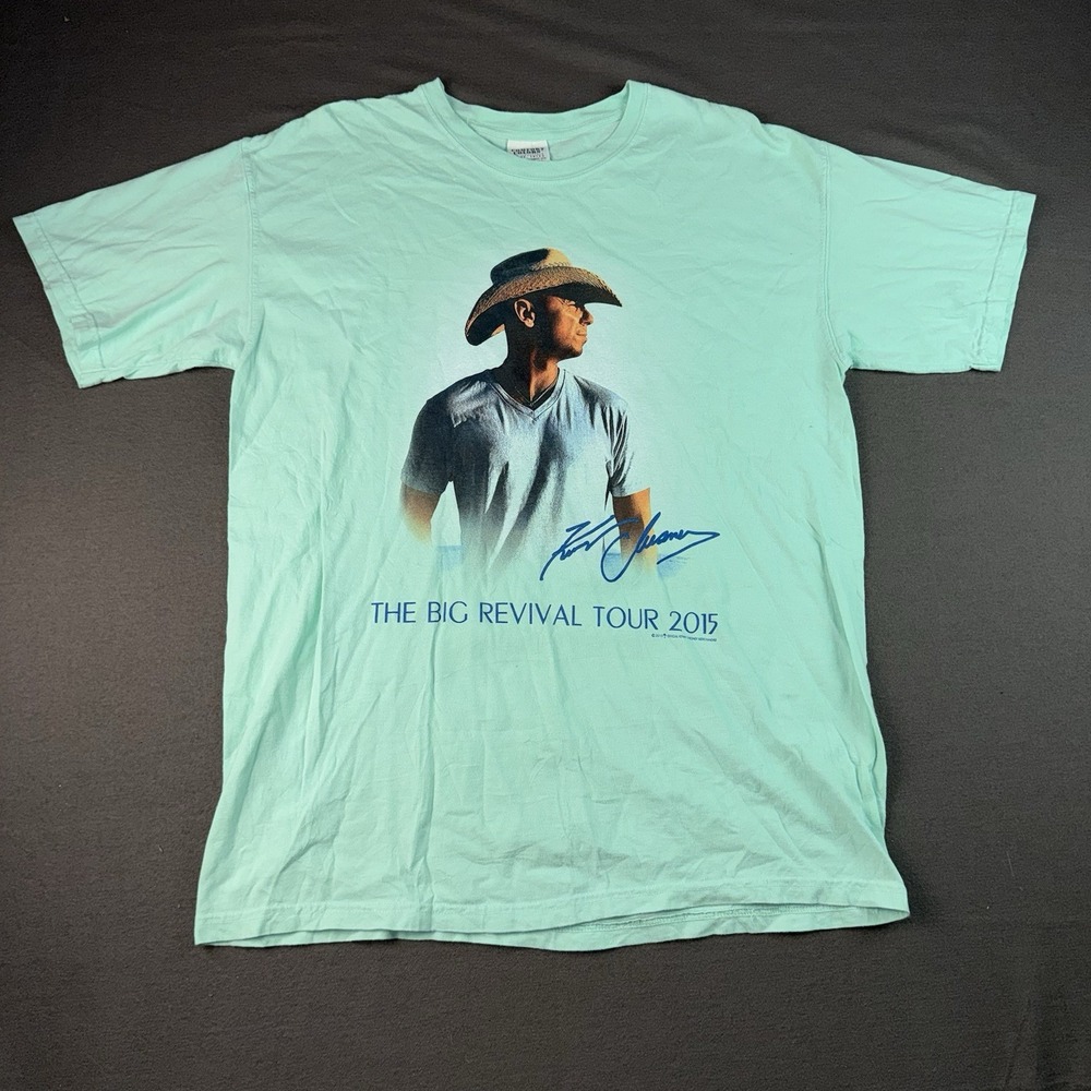 Comfort Colors Kenny Chesney “The Big Revival” 2015 Tour T-Shirt Mens Large Mint
